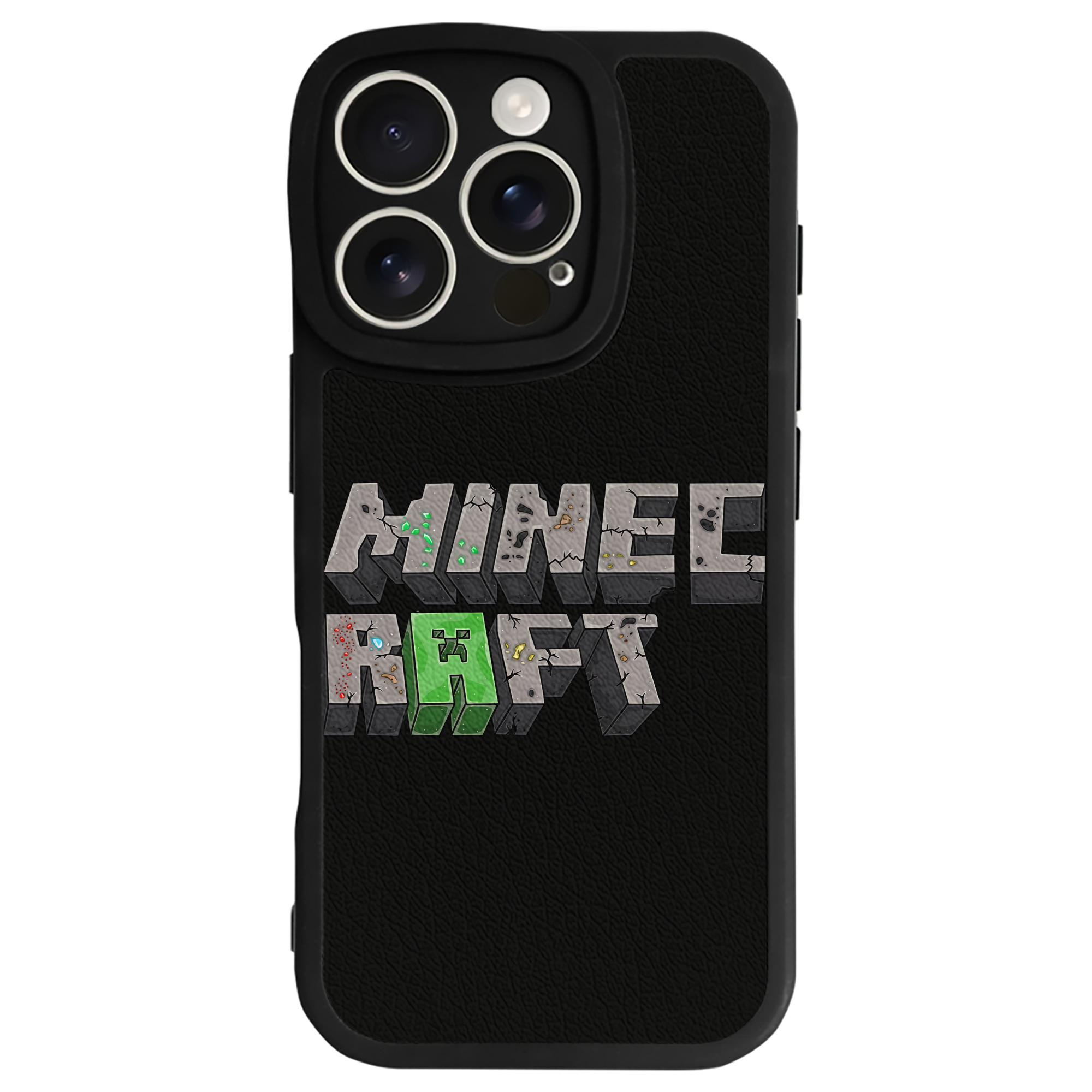 （画像用） マインクラフト ブロックの世界 Minecraft MC Block world 【iPhone 16シリーズ対応】シリコンスマホケース（レザー調） 材質：シリコン